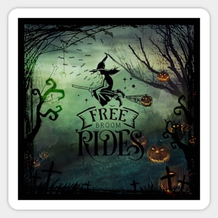 Halloween Free Broom Rides Sticker